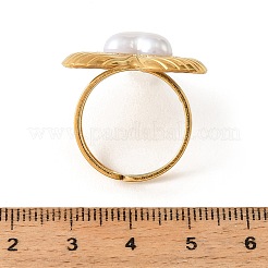 304 Stainless Steel Pave Imitation Pearl Cuff Open Rings&nbsp;RJEW-T037-04G