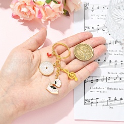 Alloy Enamel Disc & Gramophone & Musical Note Pendant Decorations&nbsp;KEYC-YW00286-02