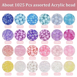 DIY Round Acrylic Beads Jewelry Making Finding Kits&nbsp;DIY-YW0011-64