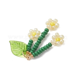 Glass Seed Beaded Flower Pendants&nbsp;PALLOY-MZ01194-03