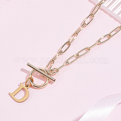 304 Stainless Steel Letter Pendant Necklaces&nbsp;NJEW-LP0001-52D-G