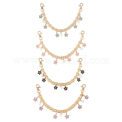 Alloy Enamel Flower with ABS Plastic Pearl Round Bead Charm Iron Chain Bag Decorative Chains&nbsp;HJEW-FS00054-03