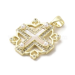 Brass Pave Shell Pendants&nbsp;KK-I708-17I-G