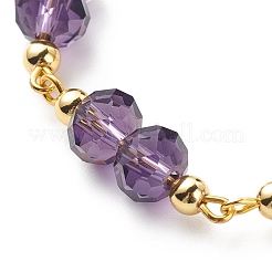 Glass Rondelle & Brass Beaded Bracelet for Women&nbsp;BJEW-JB08605