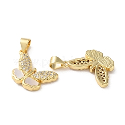 Brass Micro Pave Clear Cubic Zirconia Pendants&nbsp;KK-B083-38G