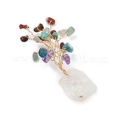 Natural Mixed Gemstone Chips Tree of Life Display Decorations&nbsp;AJEW-JD00015-01