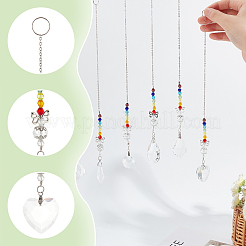 7Pcs 7 Style Transparent Glass Pendant Decorations&nbsp;HJEW-GA0001-44
