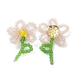 Handmade Glass Beaded Woven Cabochons&nbsp;GLAA-C028-01A