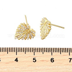 Heart Brass Micro Pave Clear Cubic Zirconia Stud Earrings&nbsp;EJEW-G433-02G