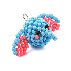 Glass Seed Beaded Elephant Pendants&nbsp;PALLOY-MZ00460