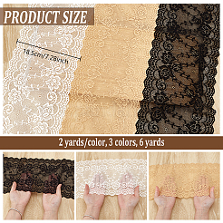6 Yards 3 Colors Flower Pattern Nylon with Spandex Lace Ribbon&nbsp;OCOR-NB0002-69