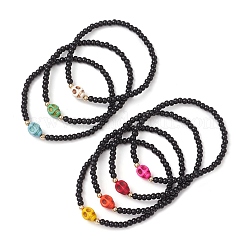 7Pcs 7 Colors Glass Round Beaded Stretch Bracelets for Men Women&nbsp;BJEW-TA00667