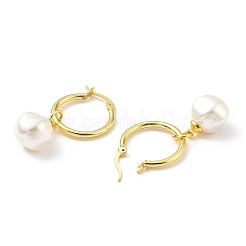 Plastic Pearl Dangle Hoop Earrings&nbsp;X-EJEW-A070-01G