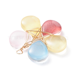 Wire Wrapped Glass Pendants&nbsp;PALLOY-JF01318-02