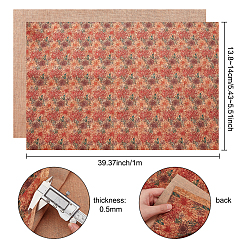 Flower Pattern Cork Wood Craft Fabric&nbsp;DIY-WH0387-03