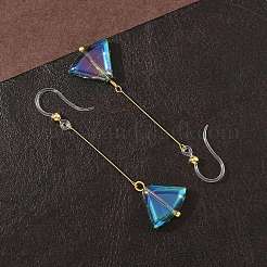 Electroplated 304 Stainless Steel Resin Fan Dangle Earrings&nbsp;EJEW-Z129-11G-03