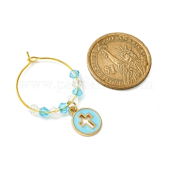 Flat Round with Cross Alloy Enamel Wine Glass Charms&nbsp;AJEW-JO00205
