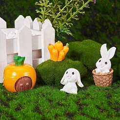 Resin Standing Rabbit Statue Bunny Sculpture Carrot Bonsai Figurine for Lawn Garden Table Home Decoration ( Mixed Color )&nbsp;JX086A