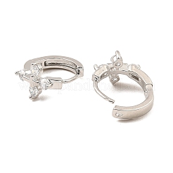 Brass Micro Pave Cubic Zirconia Hoop Earrings&nbsp;EJEW-D078-14P