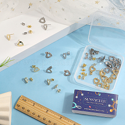 40Pcs 2 Color 201 Stainless Steel Heart Stud Earring Findings&nbsp;STAS-SC0005-30