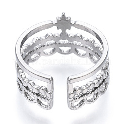 Non-Tarnish 304 Stainless Steel Star Open Cuff Ring&nbsp;RJEW-N040-13