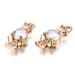 Brass Micro Pave Clear Cubic Zirconia Charms&nbsp;KK-S359-100-RS