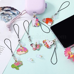 8Pcs Alloy Enamel Mobile Straps&nbsp;HJEW-SW00132-10