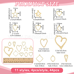 44Pcs 11 Styles Rack Plating Alloy Open Back Bezel Pendants&nbsp;FIND-OC0014-19
