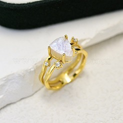 Triangle 925 Sterling Silver with Natural Moonstone Finger Rings&nbsp;FS-WGDF753-08