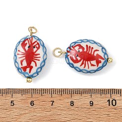 304 Stainless Steel & Brass & Porcelain Pendants&nbsp;PALLOY-JF05878