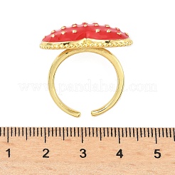 Heart Brass with Enamel Cuff Rings for Women&nbsp;RJEW-A069-10G