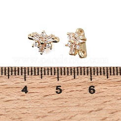 Brass Micro Pave Clear Cubic Zirconia 2-Loop Flower Spacer Bars&nbsp;KK-C258-08LG