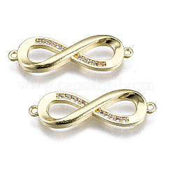 Brass Micro Pave Clear Cubic Zirconia Link Connectors&nbsp;ZIRC-S069-038G
