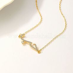 Cubic Zirconia Wave Pendant Necklace with Golden Brass Chains&nbsp;RP3424-2