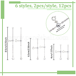 12Pcs 6 Styles Brass Ends with Chain&nbsp;FIND-NB00003