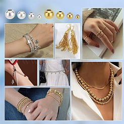 8 Styles Brass Smooth Round Beads&nbsp;KK-PH0013-53