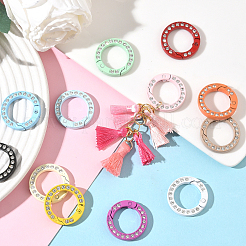 24Pcs 12 Colors Zinc Alloy Rhinestone Spring Gate Rings&nbsp;FIND-SC0019-50A