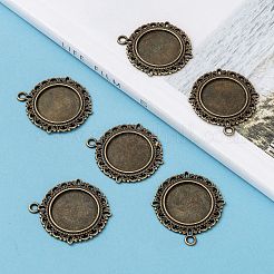 Tibetan Style Alloy Pendant Cabochon Settings&nbsp;X-TIBE-T003-08AB-NR