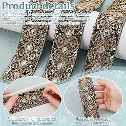 Ethnic Embroidered Polyester Sequins Trim Ribbon&nbsp;OCOR-WH0070-136C