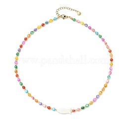 Ocean Natural Sea Shell Fish and Dyed Round Natural Freshwater Shell Beaded Necklaces for Women&nbsp;NJEW-JN06167