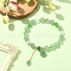 Natural Green Aventurine & Glass Beaded Stretch Bracelet&nbsp;BJEW-TA00308