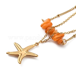 Dyed Natural Shell Chips Charms Anklet&nbsp;AJEW-G049-01G