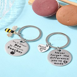 1Pc Teacher's Day Gift 201 Stainless Steel Word Thank You Keychains&nbsp;KEYC-FS0001-08