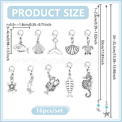 16Pcs Alloy Charms Ceiling Fan Pull Chain Extenders & Pendant Decoration Sets&nbsp;HJEW-NB00255