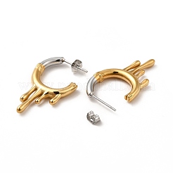 Two Tone 304 Stainless Steel Melting Dripping Stud Earrings&nbsp;LS-EJEW-F289-02GP