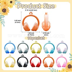 10Pcs 10 Colors Two Tone Opaque Acrylic Pendants&nbsp;SACR-FS0001-55