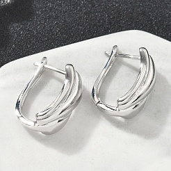 Rectangle Brass Hoop Earrings&nbsp;EJEW-D320-21P