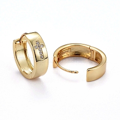 Brass Micro Pave Clear Cubic Zirconia Huggie Hoop Earrings&nbsp;ZIRC-H109-03G