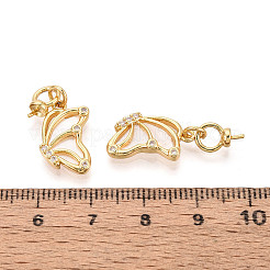 Brass Micro Pave Cubic Zirconia and Shell Cup Pearl Peg Bails Pin Pendants&nbsp;KK-T079-45G