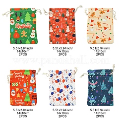 12Pcs 6 Styles Christmas Theme Cloth Printed Storage Bags&nbsp;ABAG-FS0001-09